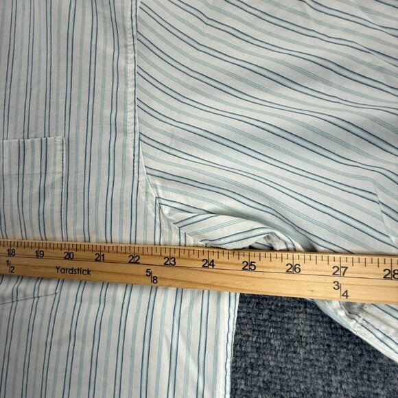 Quiksilver Short Sleeve Cotton Polyester XL Point Striped Blue Button Up Pocket - Picture 7 of 16